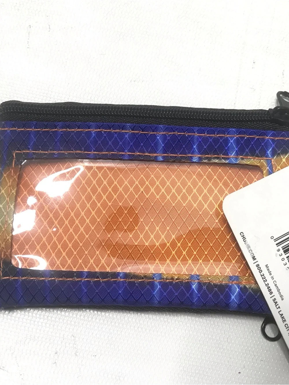 Chums Surfshorts Wallet LTD Purple Orange Rip Stop Key Ring ID Zippered New